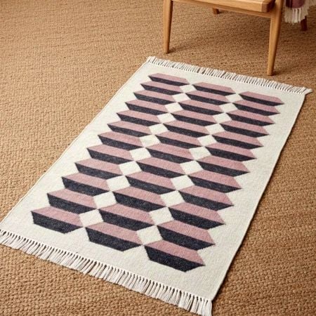 Handcrafted Vintage Multicolor Wool Dhurrie For Living Room